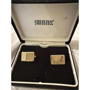 Vintage Swank Gold Tone Cuff Links Ribbed